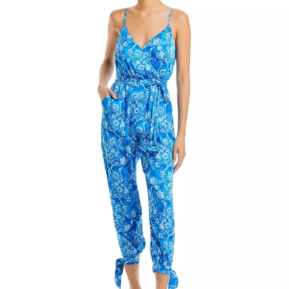 AQUA Bluebfloral jumpsuit small - Picture 1 of 7
